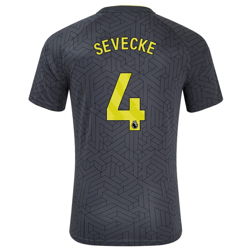 Danxen Kinder Rikke Sevecke #4 Schwarz Gelb Auswärtstrikot Trikot 2024/25 T-Shirt