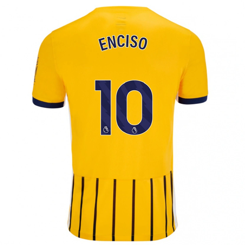 Danxen Kinder Julio Enciso #10 Gold Blau Nadelstreifen Auswärtstrikot Trikot 2024/25 T-Shirt