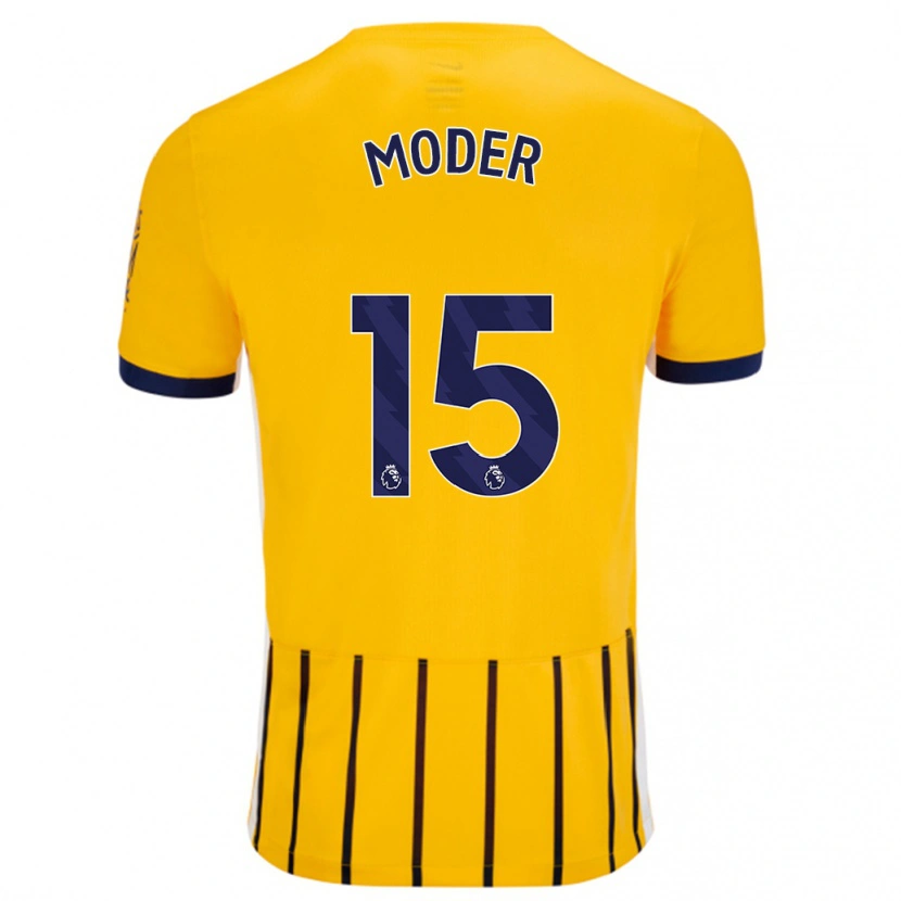 Danxen Kinder Jakub Moder #15 Gold Blau Nadelstreifen Auswärtstrikot Trikot 2024/25 T-Shirt