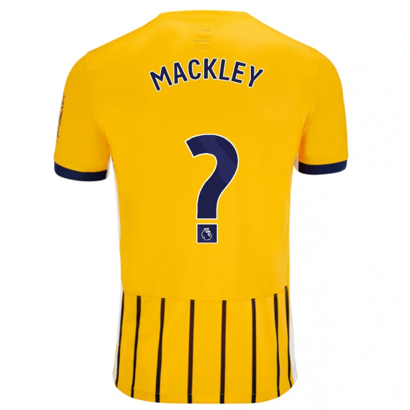 Danxen Kinder Callum Mackley #0 Gold Blau Nadelstreifen Auswärtstrikot Trikot 2024/25 T-Shirt