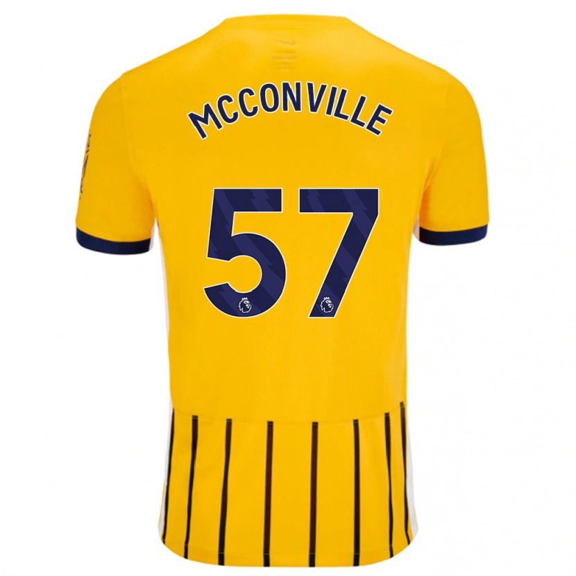 Danxen Kinder Ruairi Mcconville #57 Gold Blau Nadelstreifen Auswärtstrikot Trikot 2024/25 T-Shirt