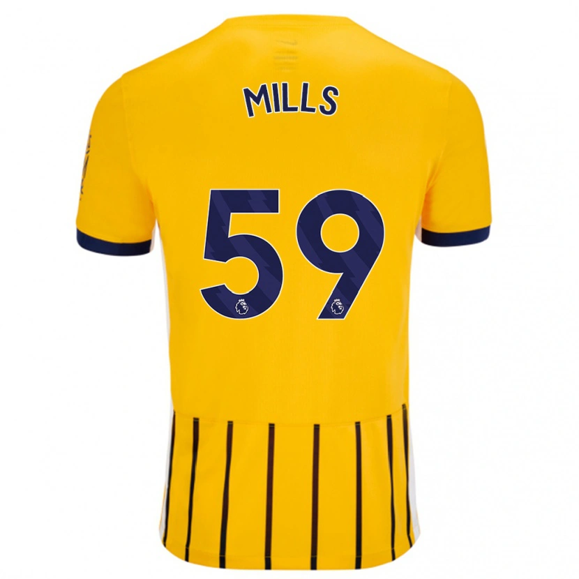 Danxen Kinder Harry Mills #59 Gold Blau Nadelstreifen Auswärtstrikot Trikot 2024/25 T-Shirt