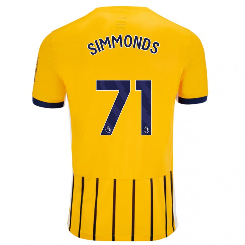 Danxen Kinder Freddie Simmonds #71 Gold Blau Nadelstreifen Auswärtstrikot Trikot 2024/25 T-Shirt