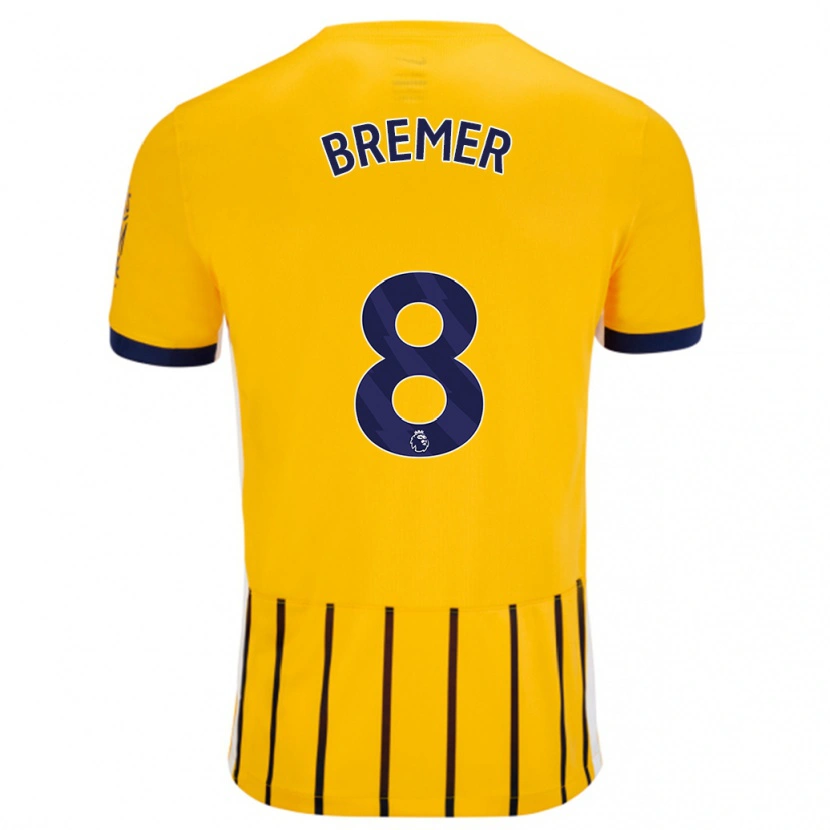 Danxen Kinder Pauline Bremer #8 Gold Blau Nadelstreifen Auswärtstrikot Trikot 2024/25 T-Shirt