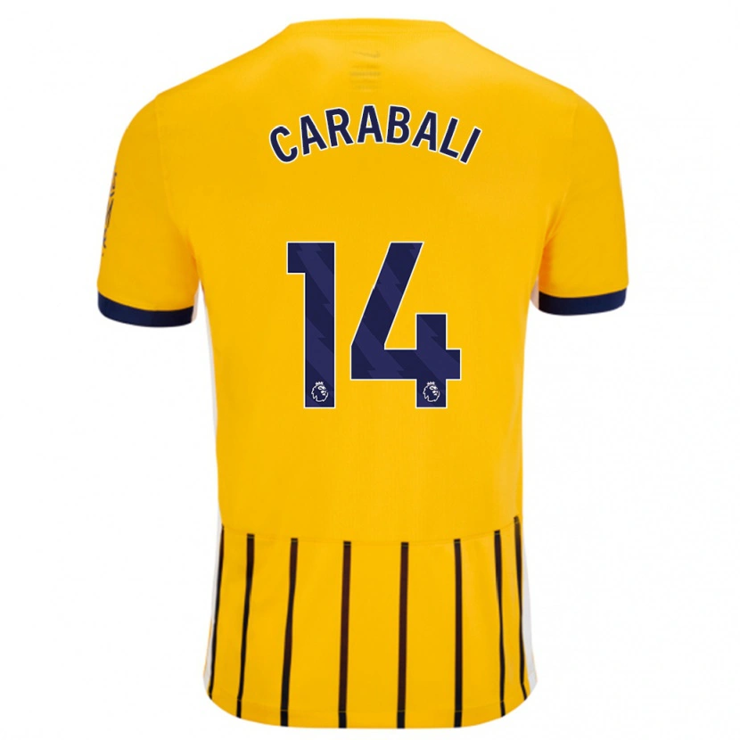 Danxen Kinder Jorelyn Carabalí #14 Gold Blau Nadelstreifen Auswärtstrikot Trikot 2024/25 T-Shirt