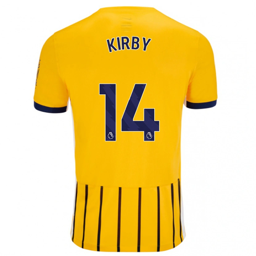 Danxen Kinder Fran Kirby #14 Gold Blau Nadelstreifen Auswärtstrikot Trikot 2024/25 T-Shirt