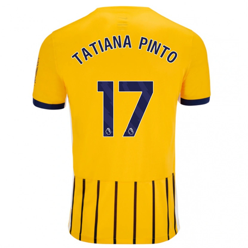 Danxen Kinder Tatiana Vanessa Ferreira Pinto #17 Gold Blau Nadelstreifen Auswärtstrikot Trikot 2024/25 T-Shirt