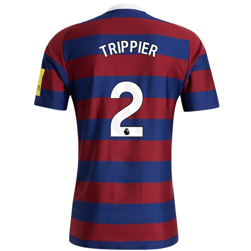 Danxen Kinder Kieran Trippier #2 Burgunderrot Marineblau Auswärtstrikot Trikot 2024/25 T-Shirt