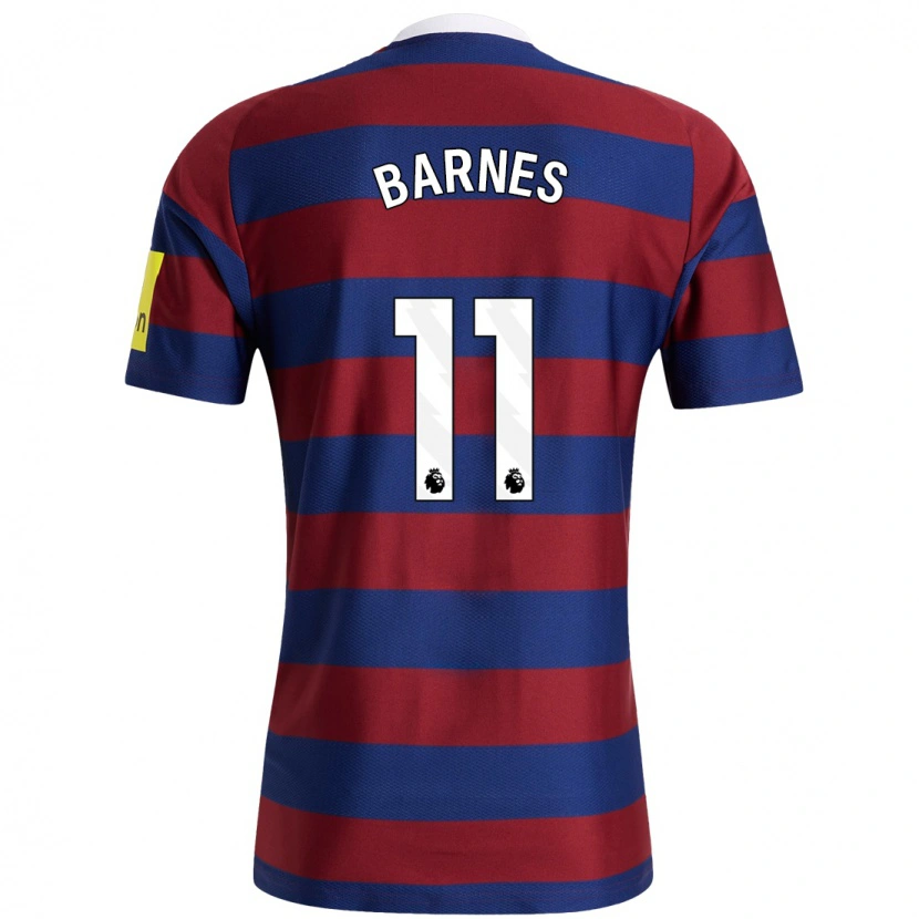 Danxen Kinder Harvey Barnes #11 Burgunderrot Marineblau Auswärtstrikot Trikot 2024/25 T-Shirt