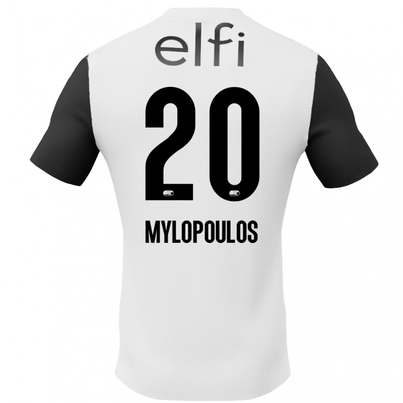 Danxen Kinder Marios Mylopoulos #20 Weiß Schwarz Auswärtstrikot Trikot 2024/25 T-Shirt