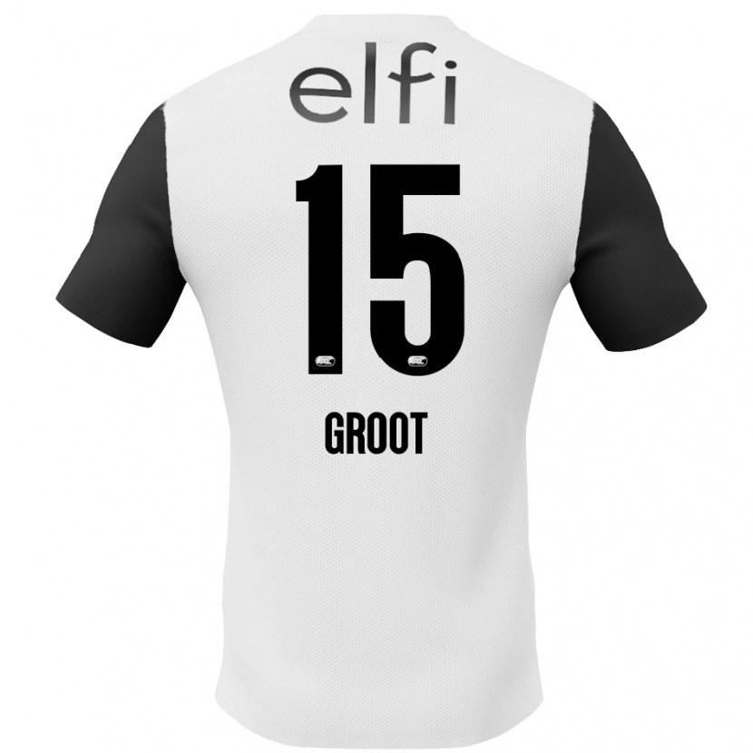 Danxen Kinder Pleun Groot #15 Weiß Schwarz Auswärtstrikot Trikot 2024/25 T-Shirt