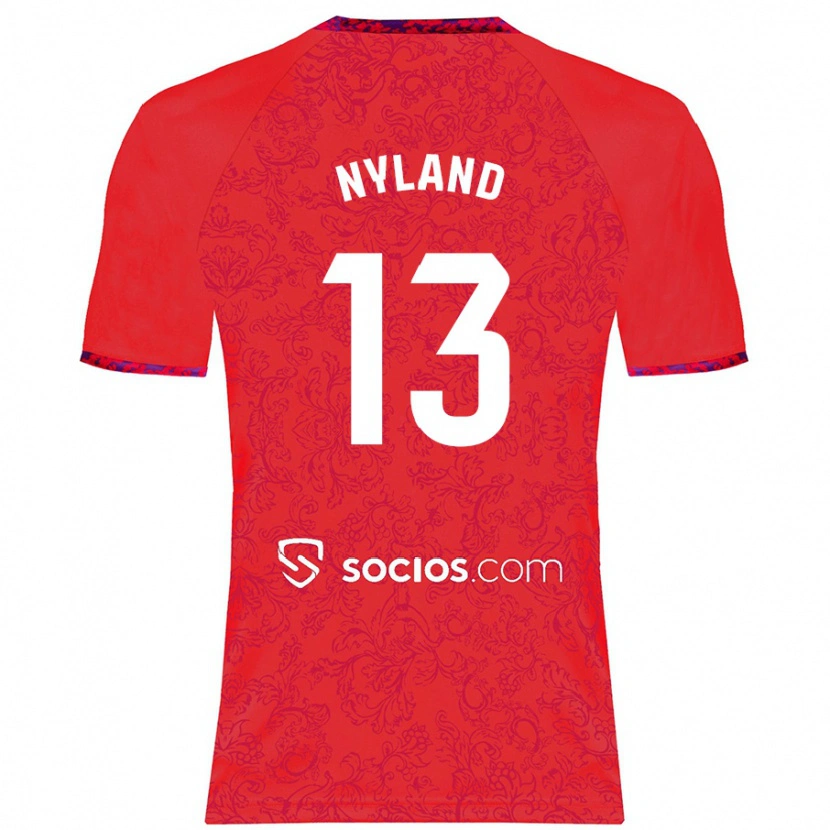Danxen Kinder Ørjan Nyland #13 Rot Auswärtstrikot Trikot 2024/25 T-Shirt