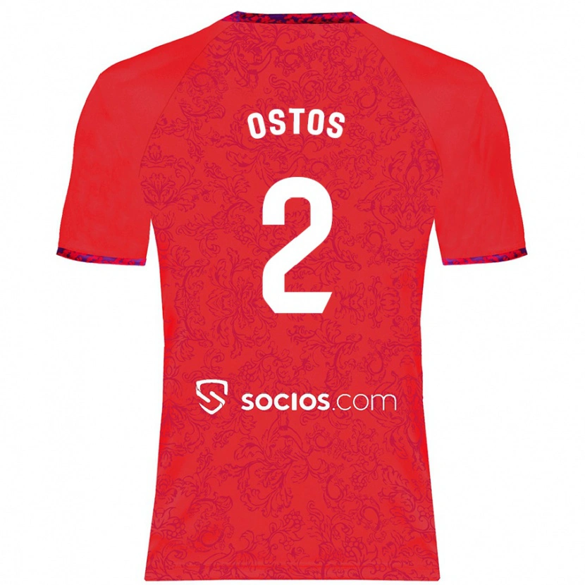 Danxen Kinder Fran Ostos #2 Rot Auswärtstrikot Trikot 2024/25 T-Shirt
