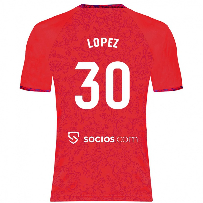 Danxen Kinder Alba López #30 Rot Auswärtstrikot Trikot 2024/25 T-Shirt