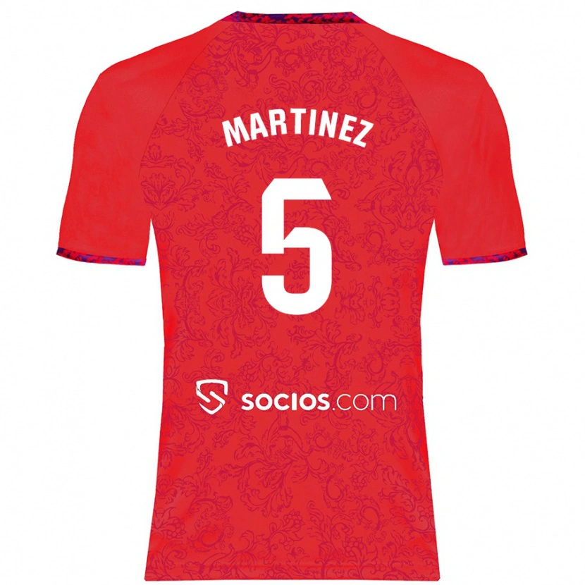 Danxen Kinder Sergio Martínez #5 Rot Auswärtstrikot Trikot 2024/25 T-Shirt