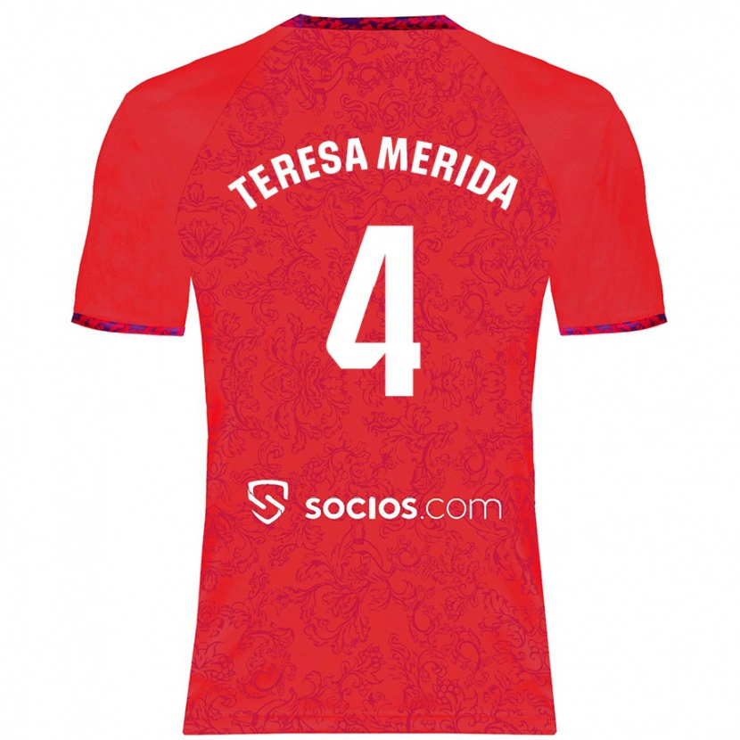 Danxen Kinder Teresa Merida #4 Rot Auswärtstrikot Trikot 2024/25 T-Shirt
