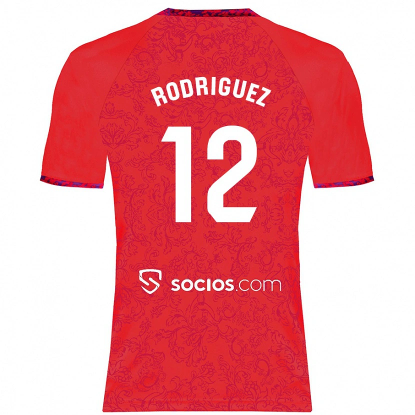 Danxen Kinder Lucía María Rodríguez Herrero #12 Rot Auswärtstrikot Trikot 2024/25 T-Shirt