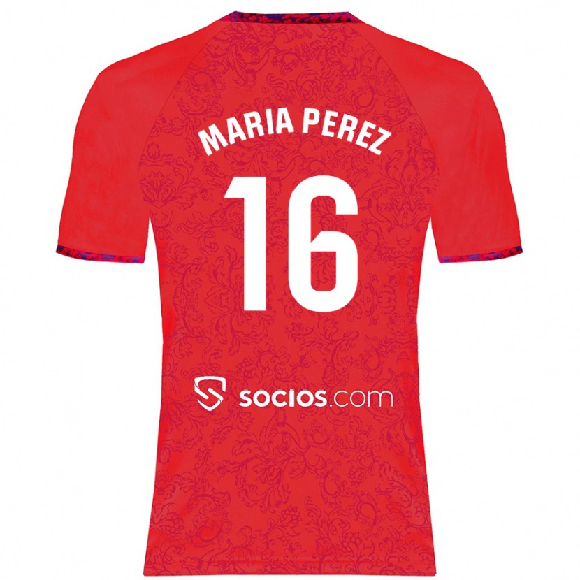 Danxen Kinder María Pérez Rabaza #16 Rot Auswärtstrikot Trikot 2024/25 T-Shirt