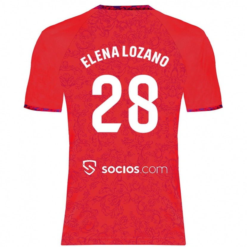 Danxen Kinder Elena Lozano Gallego #28 Rot Auswärtstrikot Trikot 2024/25 T-Shirt