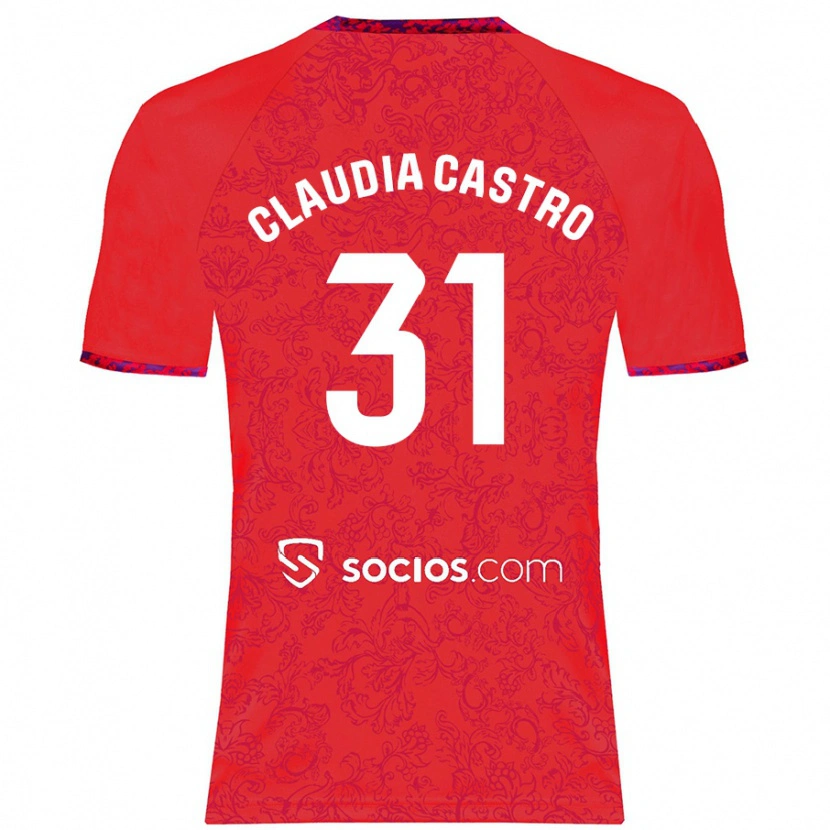 Danxen Kinder Claudia Castro Romero #31 Rot Auswärtstrikot Trikot 2024/25 T-Shirt