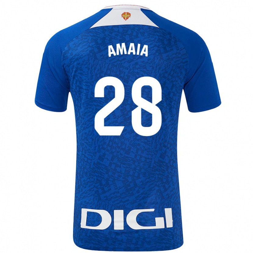 Danxen Kinder Amaia Martinez De La Peña #28 Königsblau Auswärtstrikot Trikot 2024/25 T-Shirt
