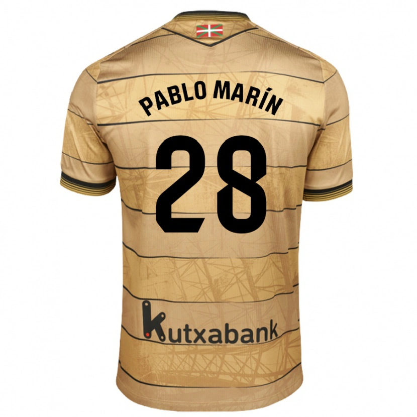Danxen Kinder Pablo Marín #28 Braun Auswärtstrikot Trikot 2024/25 T-Shirt