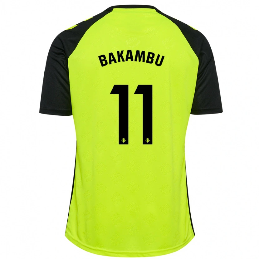 Danxen Kinder Cédric Bakambu #11 Fluoreszierendes Gelb Schwarz Auswärtstrikot Trikot 2024/25 T-Shirt