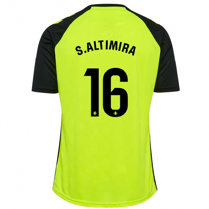 Danxen Kinder Sergi Altimira #16 Fluoreszierendes Gelb Schwarz Auswärtstrikot Trikot 2024/25 T-Shirt