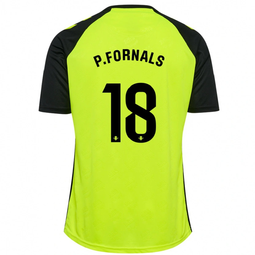 Danxen Kinder Pablo Fornals #18 Fluoreszierendes Gelb Schwarz Auswärtstrikot Trikot 2024/25 T-Shirt