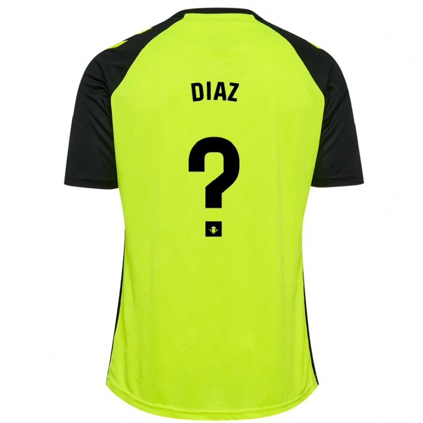 Danxen Kinder Ismael Díaz #0 Fluoreszierendes Gelb Schwarz Auswärtstrikot Trikot 2024/25 T-Shirt