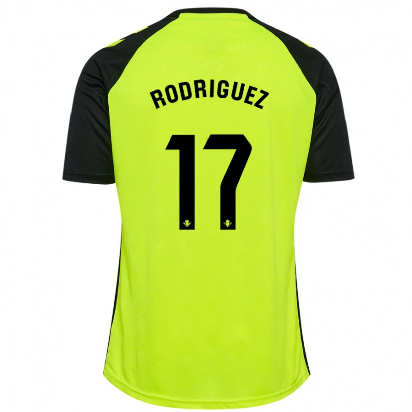 Danxen Kinder Jesús Rodriguez #17 Fluoreszierendes Gelb Schwarz Auswärtstrikot Trikot 2024/25 T-Shirt