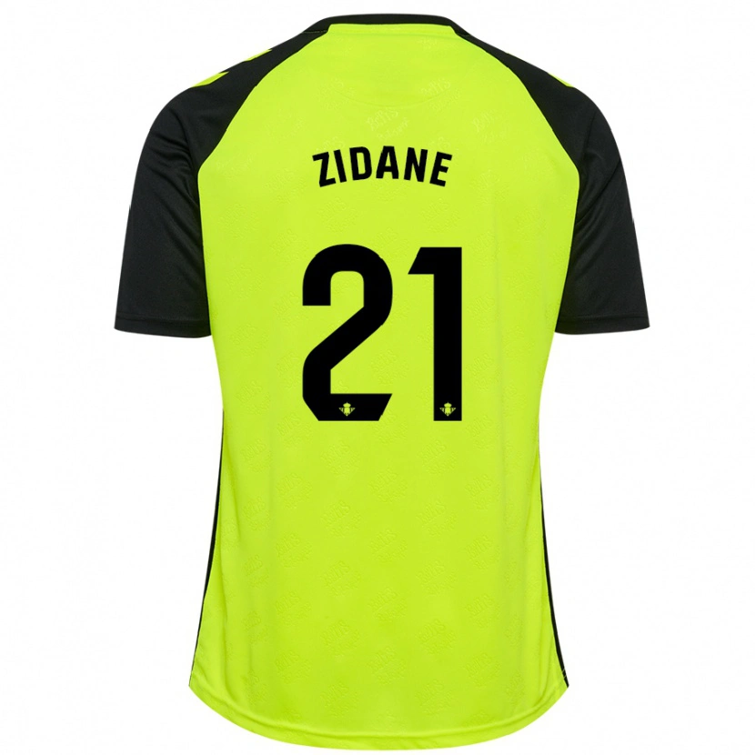 Danxen Kinder Elyaz Zidane #21 Fluoreszierendes Gelb Schwarz Auswärtstrikot Trikot 2024/25 T-Shirt