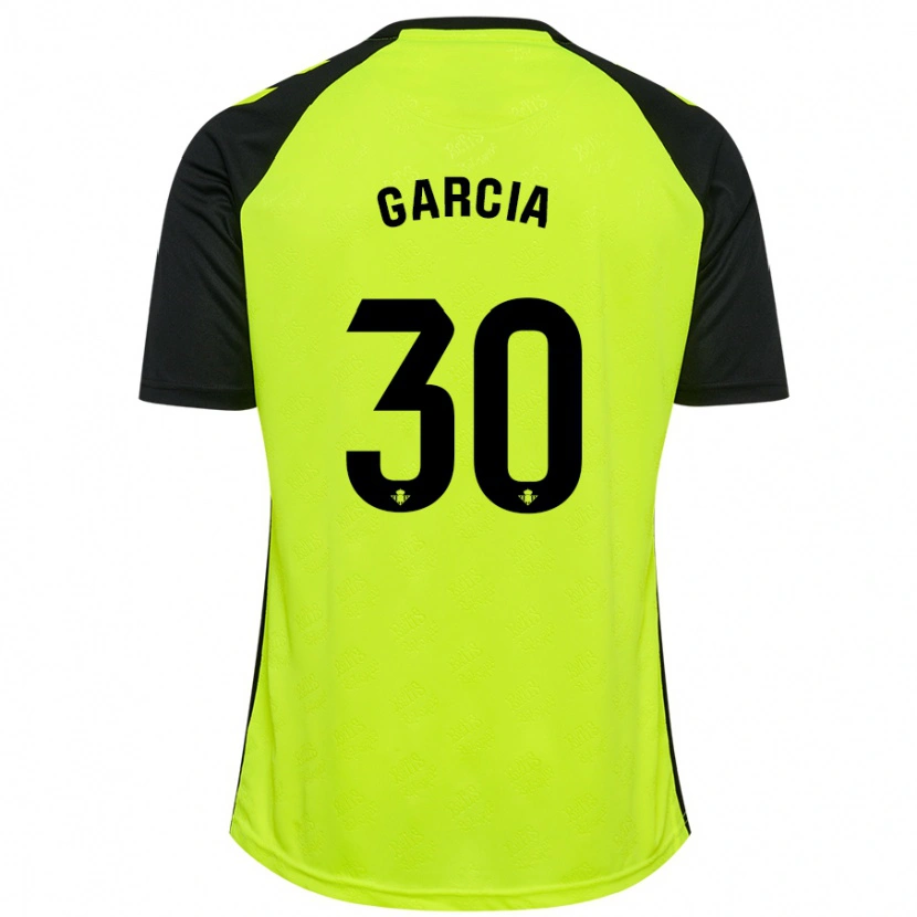 Danxen Kinder Germán García #30 Fluoreszierendes Gelb Schwarz Auswärtstrikot Trikot 2024/25 T-Shirt