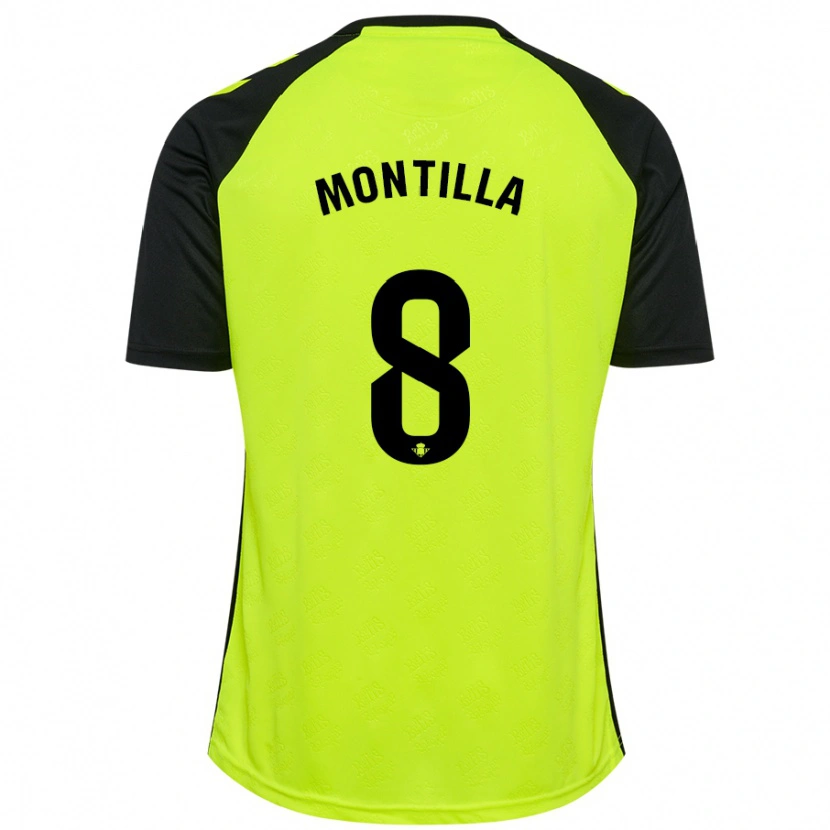 Danxen Kinder Natalia Montilla #8 Fluoreszierendes Gelb Schwarz Auswärtstrikot Trikot 2024/25 T-Shirt