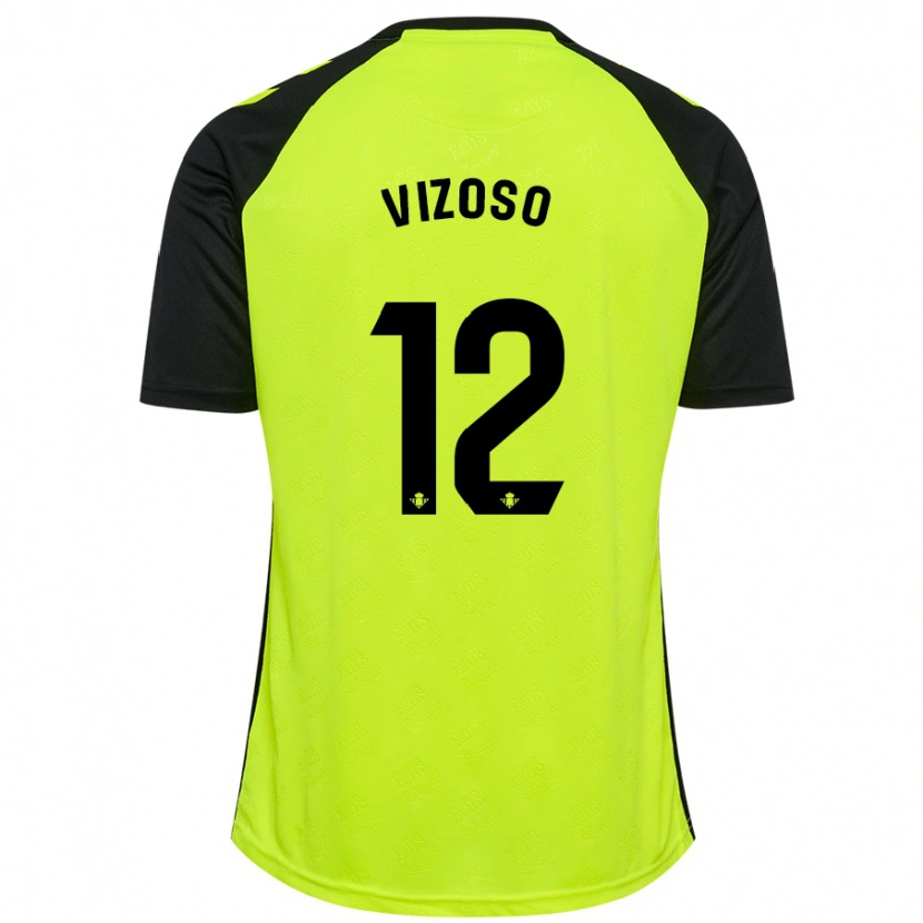 Danxen Kinder Paula Vizoso Prieto #12 Fluoreszierendes Gelb Schwarz Auswärtstrikot Trikot 2024/25 T-Shirt