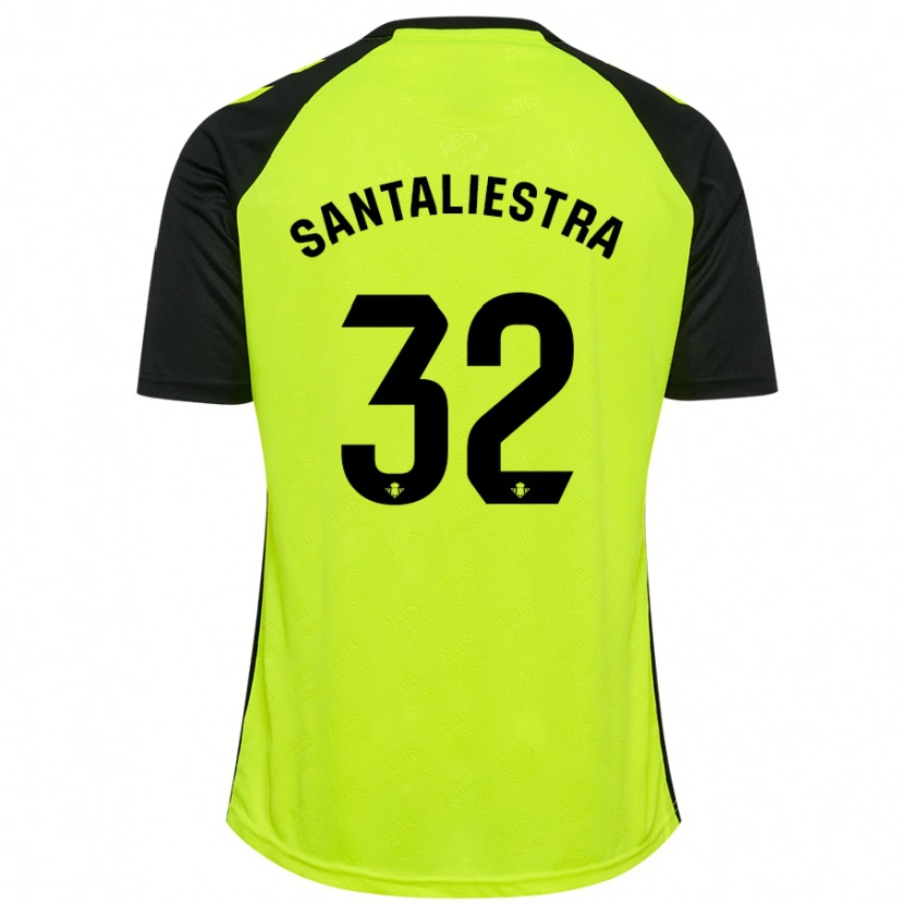 Danxen Kinder Carla Santaliestra #32 Fluoreszierendes Gelb Schwarz Auswärtstrikot Trikot 2024/25 T-Shirt