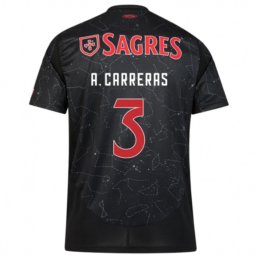 Danxen Kinder Álvaro Carreras #3 Schwarz Rot Auswärtstrikot Trikot 2024/25 T-Shirt