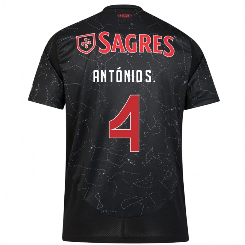 Danxen Kinder António Silva #4 Schwarz Rot Auswärtstrikot Trikot 2024/25 T-Shirt