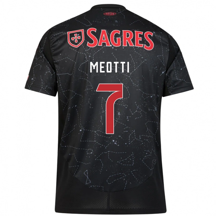 Danxen Kinder Carlos Meotti #7 Schwarz Rot Auswärtstrikot Trikot 2024/25 T-Shirt