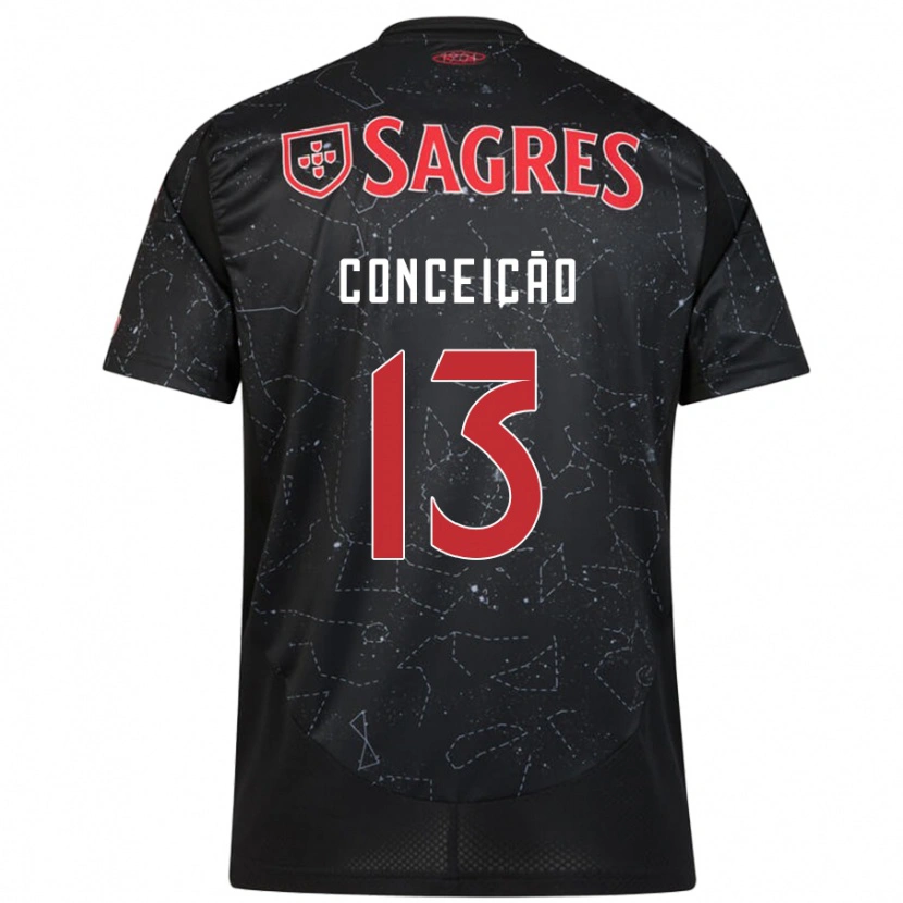 Danxen Kinder João Conceição #13 Schwarz Rot Auswärtstrikot Trikot 2024/25 T-Shirt