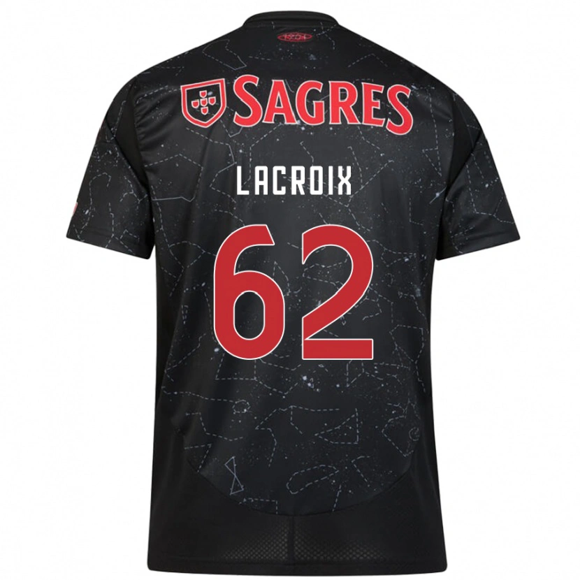 Danxen Kinder Lenny Lacroix #62 Schwarz Rot Auswärtstrikot Trikot 2024/25 T-Shirt