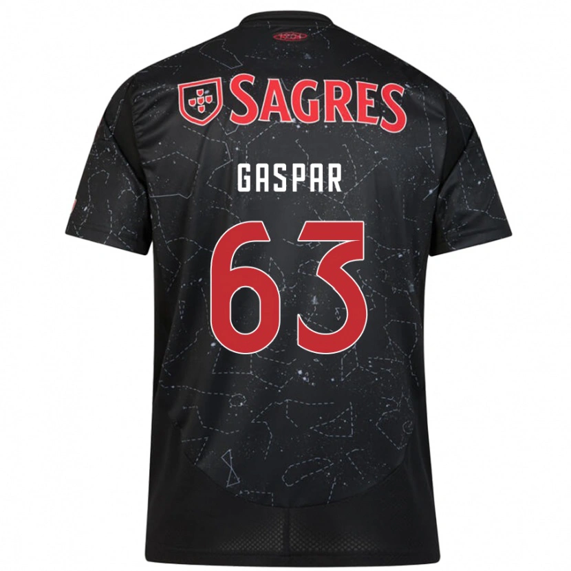 Danxen Kinder Guilherme Gaspar #63 Schwarz Rot Auswärtstrikot Trikot 2024/25 T-Shirt