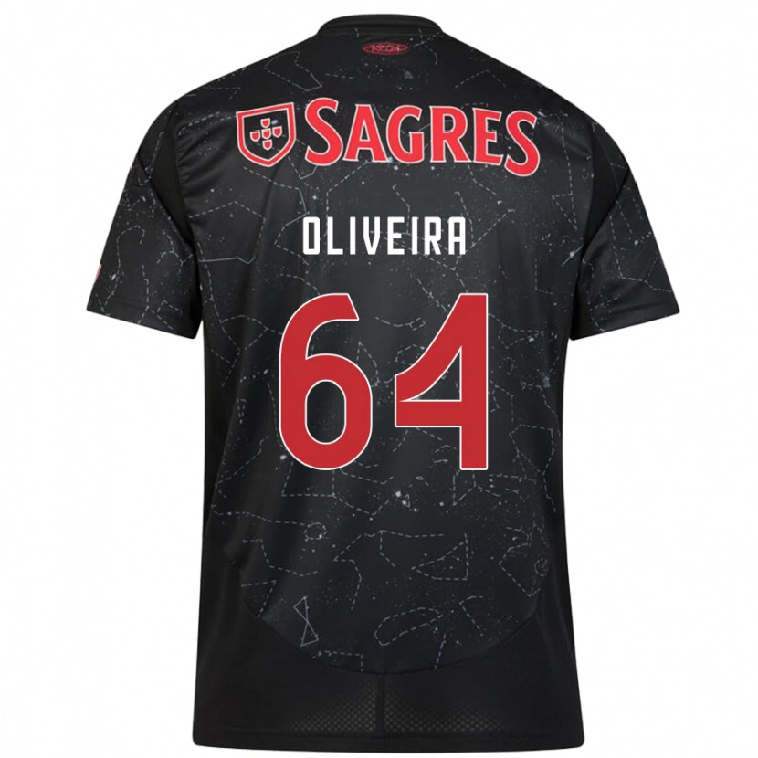 Danxen Kinder Gonçalo Oliveira #64 Schwarz Rot Auswärtstrikot Trikot 2024/25 T-Shirt