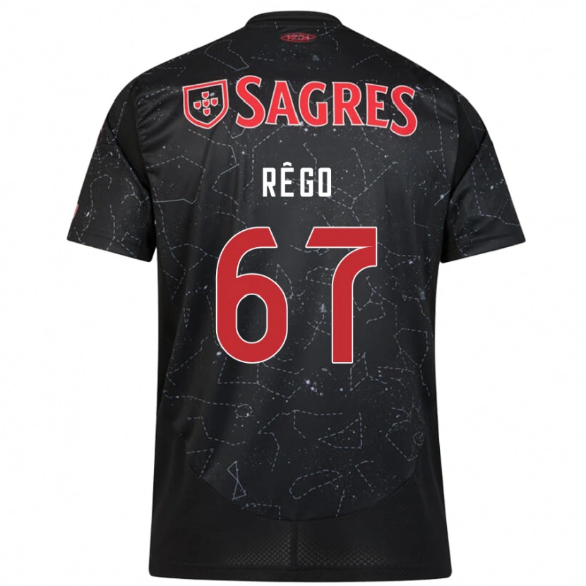Danxen Kinder Rodrigo Rêgo #67 Schwarz Rot Auswärtstrikot Trikot 2024/25 T-Shirt