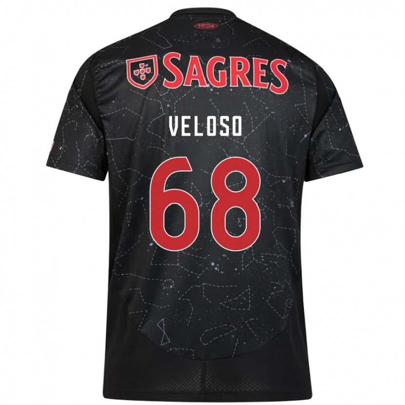 Danxen Kinder João Veloso #68 Schwarz Rot Auswärtstrikot Trikot 2024/25 T-Shirt