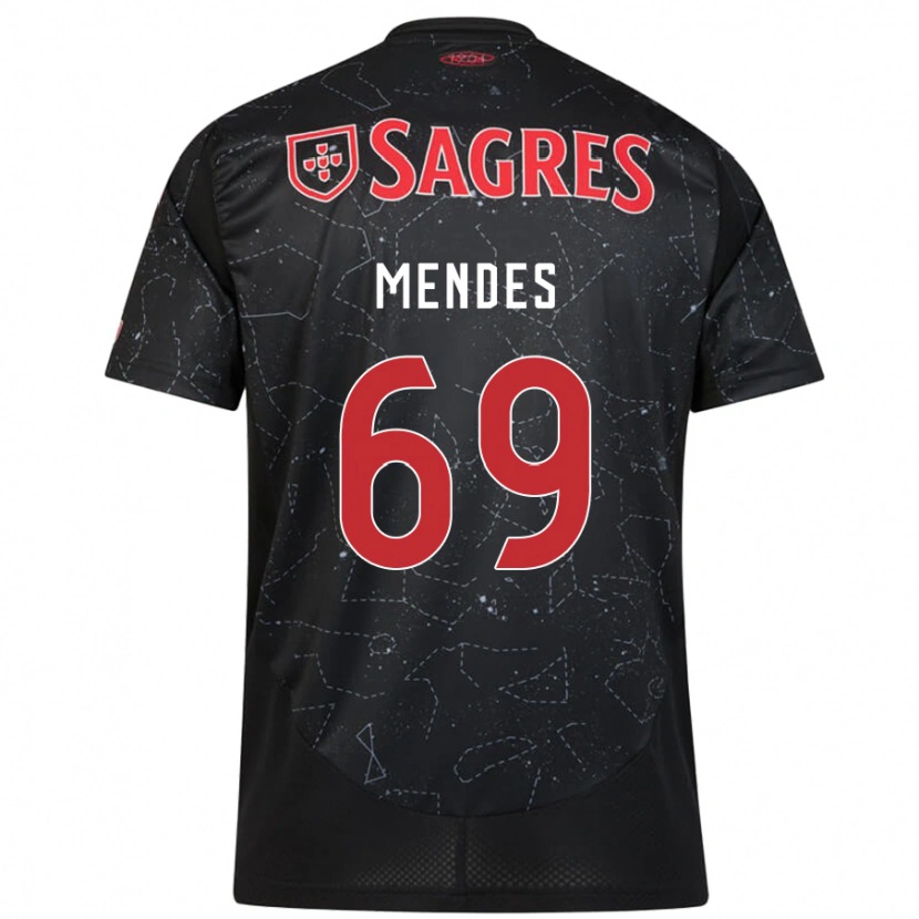 Danxen Kinder Vladimir Mendes #69 Schwarz Rot Auswärtstrikot Trikot 2024/25 T-Shirt
