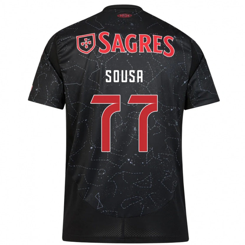 Danxen Kinder Gerson Sousa #77 Schwarz Rot Auswärtstrikot Trikot 2024/25 T-Shirt
