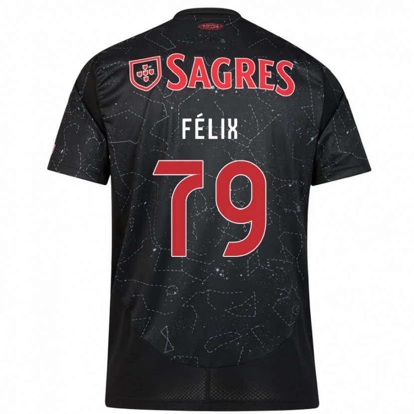 Danxen Kinder Hugo Félix #79 Schwarz Rot Auswärtstrikot Trikot 2024/25 T-Shirt