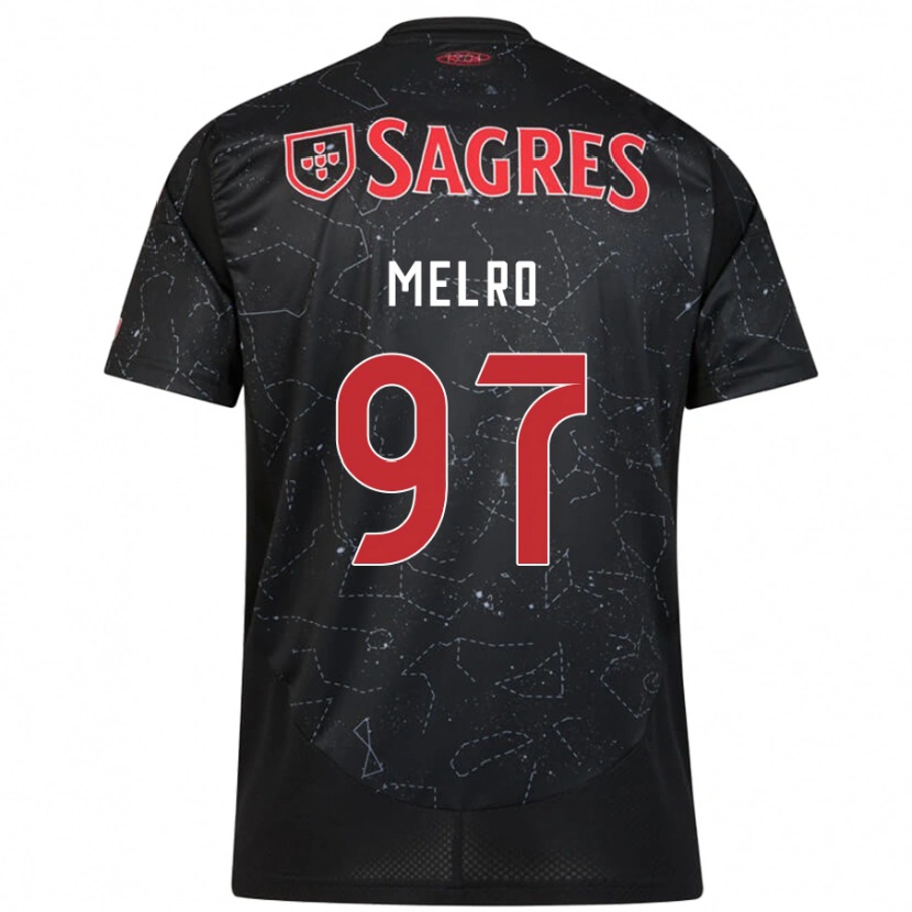 Danxen Kinder José Melro #97 Schwarz Rot Auswärtstrikot Trikot 2024/25 T-Shirt