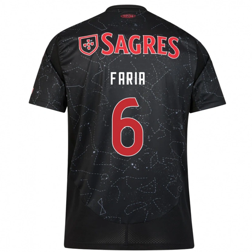 Danxen Kinder Andreia Faria #6 Schwarz Rot Auswärtstrikot Trikot 2024/25 T-Shirt